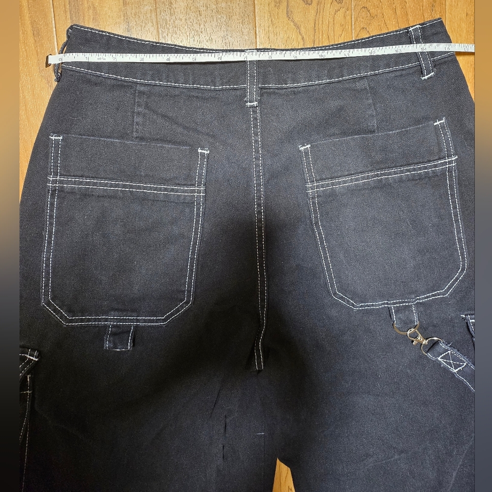 Black Cargo Pants with White Stitching - Picture 12 of 14